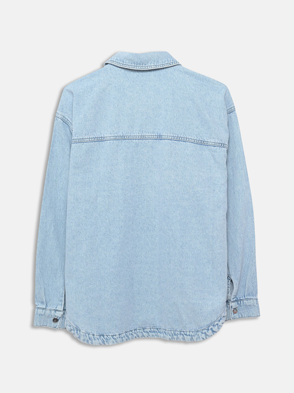 Plain Long Sleeve Women's Denim Shirt -S54875Z8-311