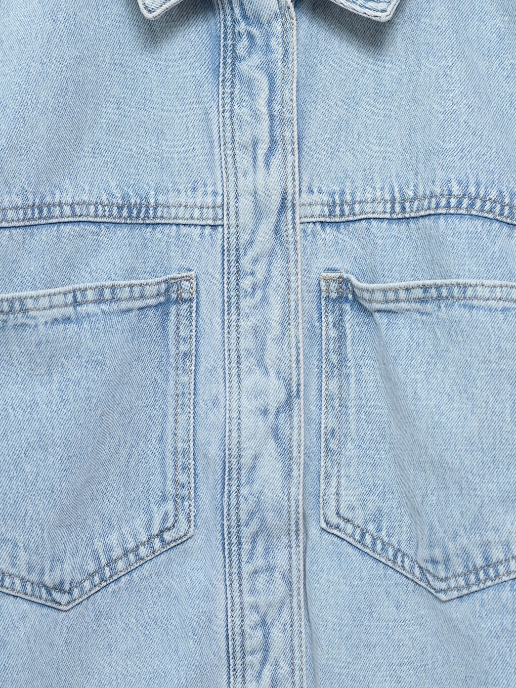 Plain Long Sleeve Women's Denim Shirt -S54875Z8-311