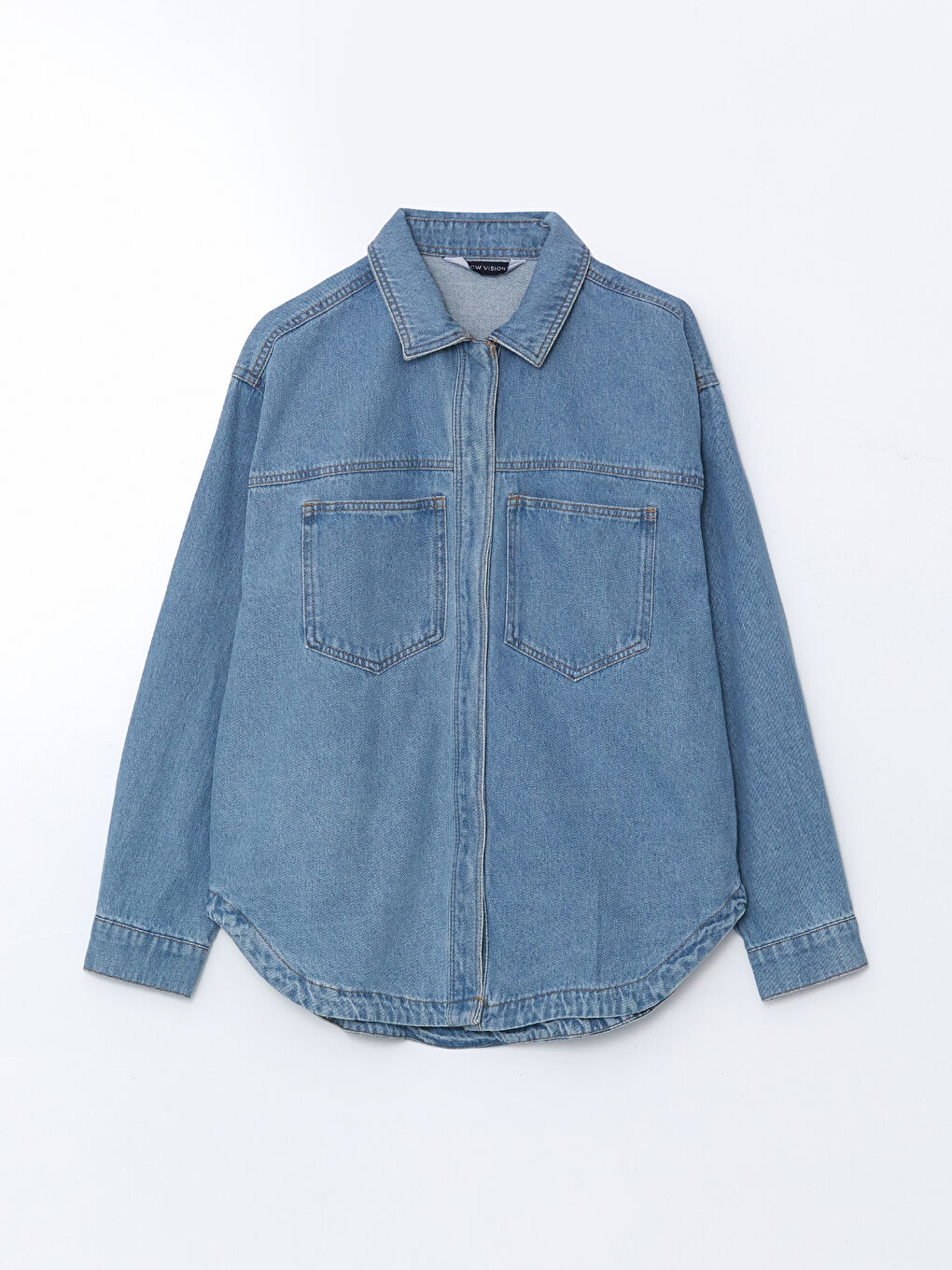 LCW Vision Shirt Collar Oversize Women's Denim Jacket -S54875Z8-507
