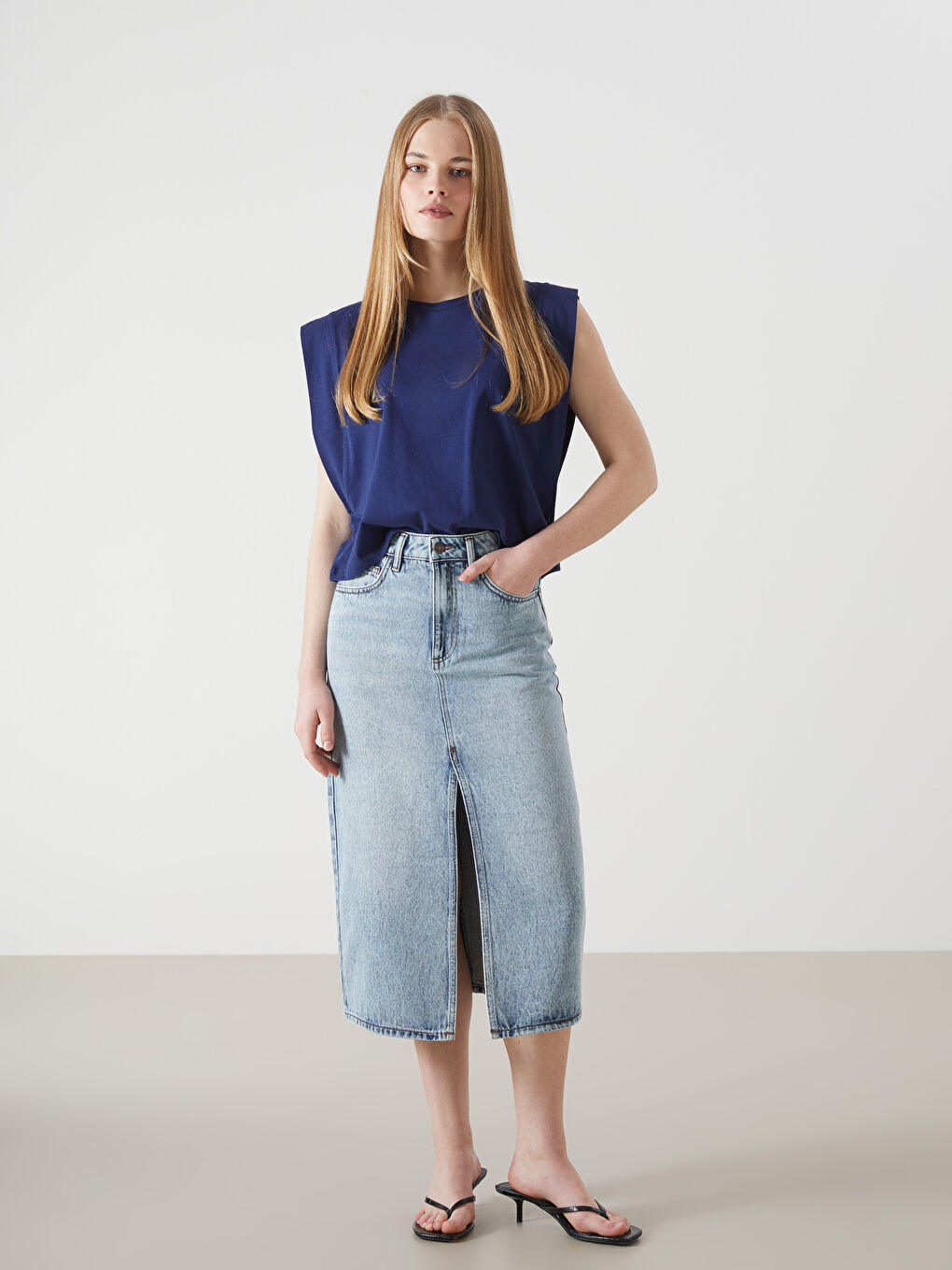 Regular Fit Women's Denim Skirt -S54881Z8-507