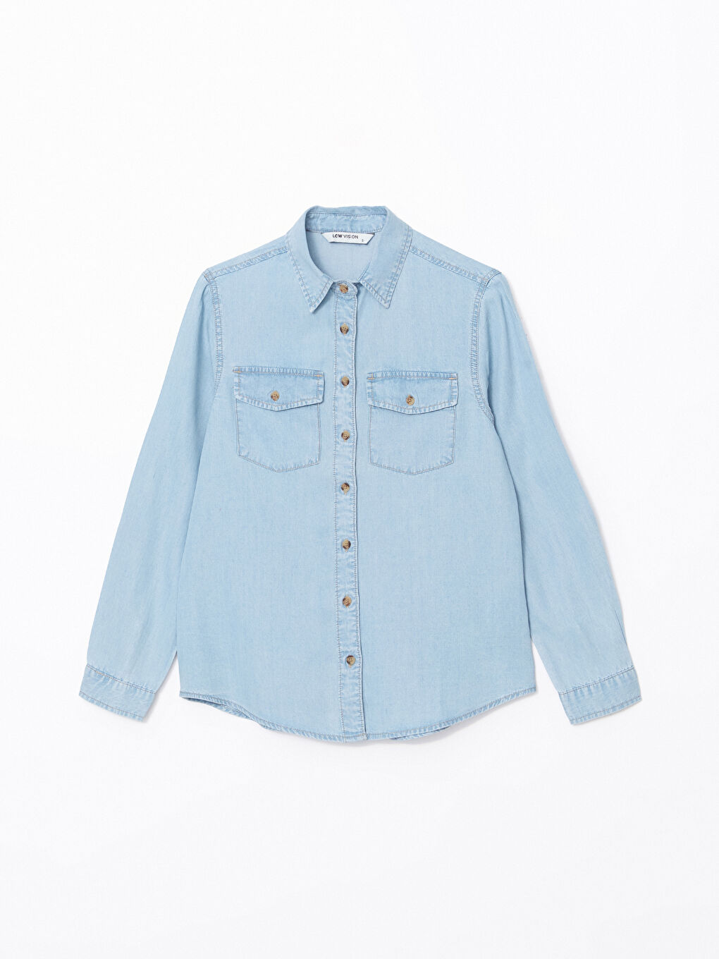 Loose Fit Women's Denim Shirt with Pockets -S54882Z8-311