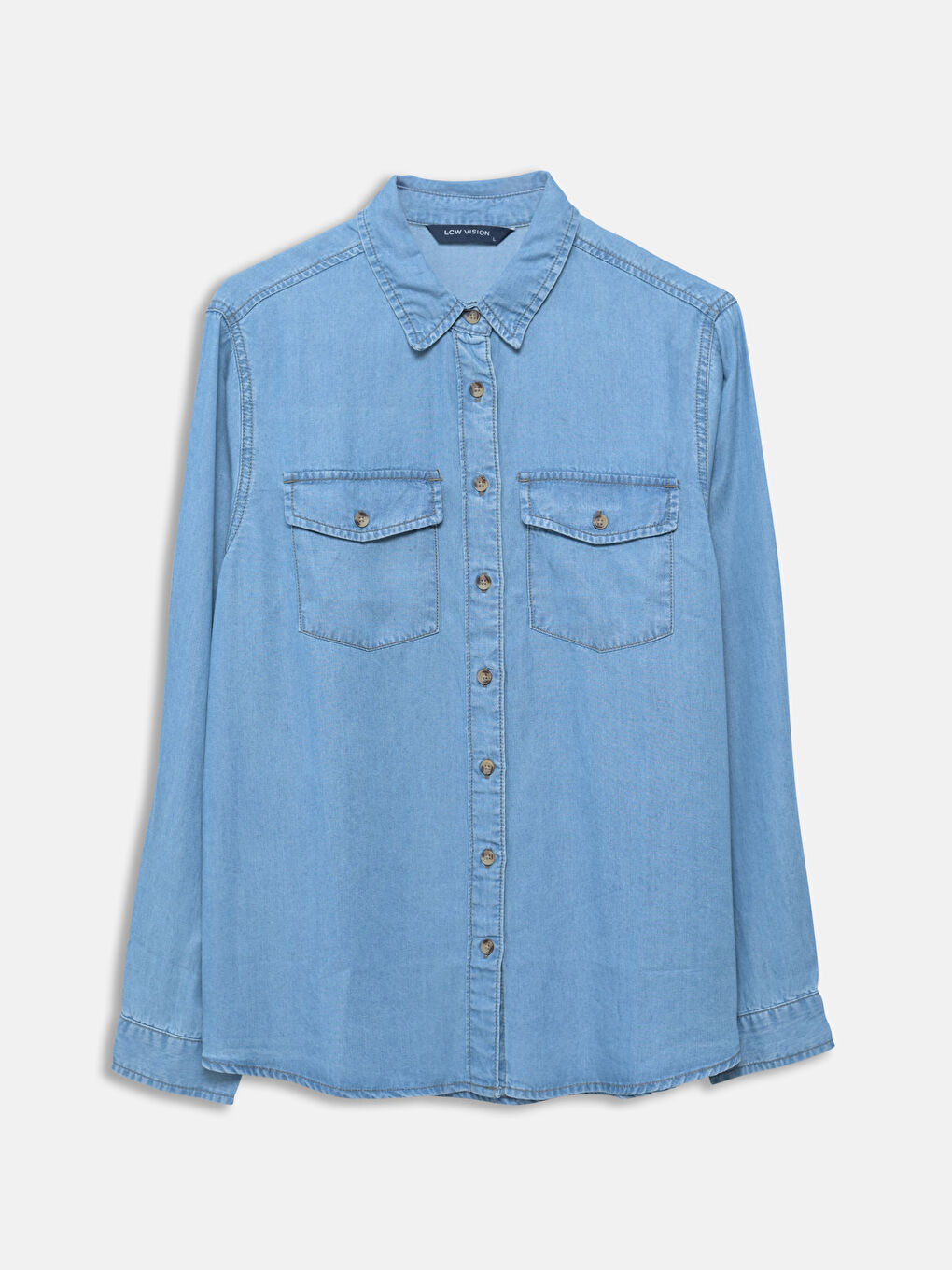 Loose Fit Women's Denim Shirt with Pockets -S54882Z8-507