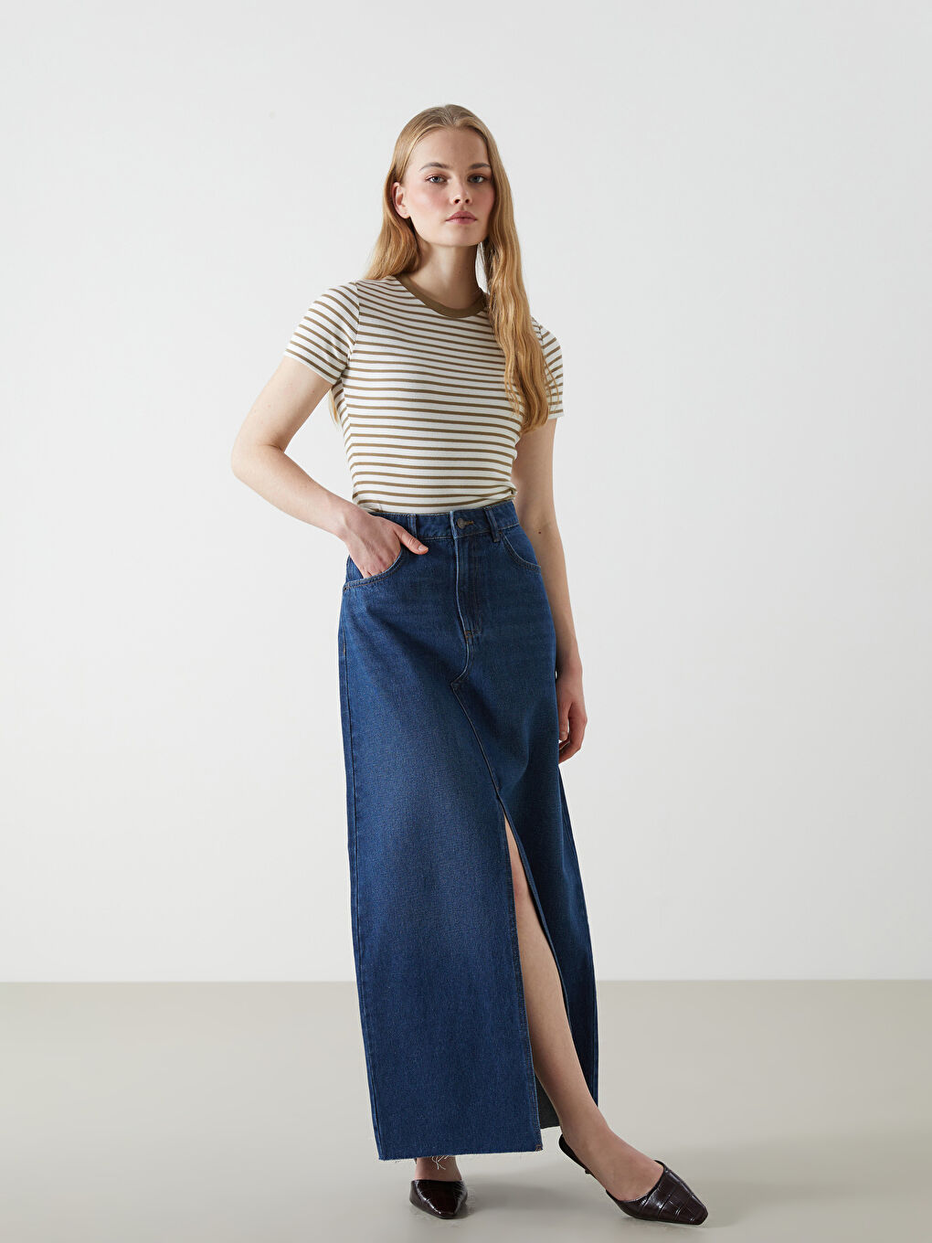 Regular Fit Women's Denim Skirt -S54884Z8-309