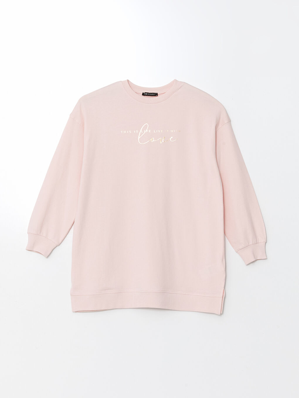 Crew Neck Printed Women's Sweatshirt Tunic-4