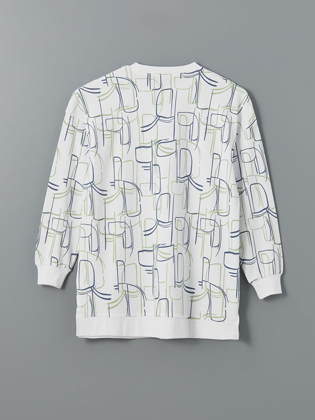 LCW Modest Bisiklet Yaka Desenli Kadın Sweatshirt Tunik -S54917Z8-LU7