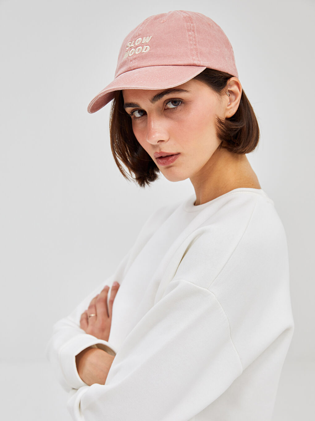 LCW ACCESSORIES Pembe Yazı Nakışlı Kadın Kep Şapka