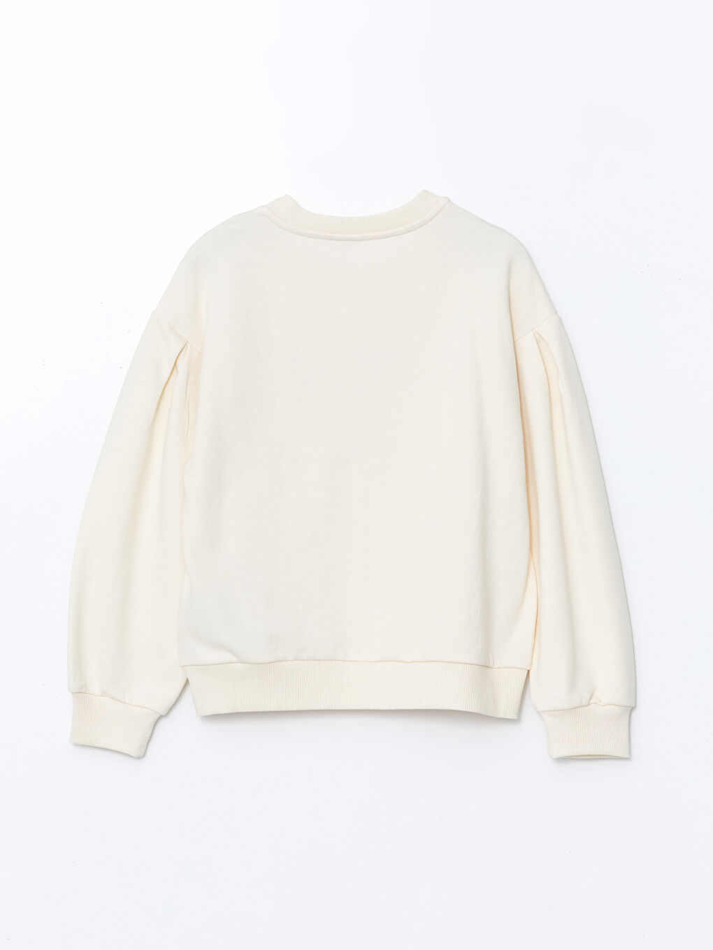 Ekru Bisiklet Yaka Kız Çocuk Sweatshirt-1