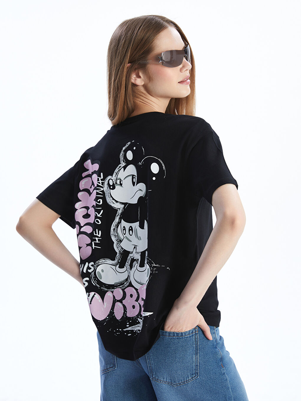 Crew Neck Mickey Mouse Printed Women's T-Shirt -S54969Z8-CVL