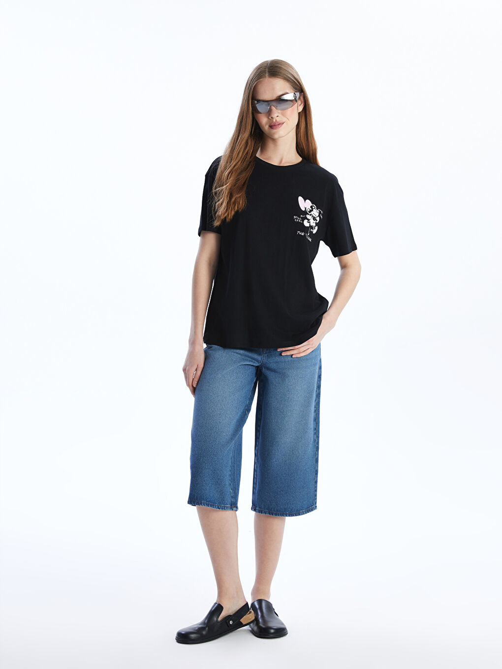Crew Neck Mickey Mouse Printed Women's T-Shirt -S54969Z8-CVL