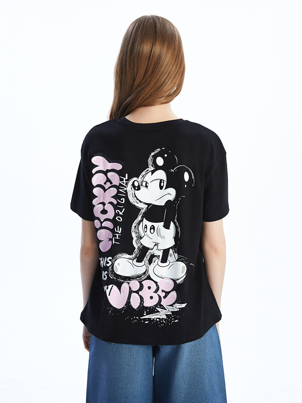 Crew Neck Mickey Mouse Printed Women's T-Shirt -S54969Z8-CVL