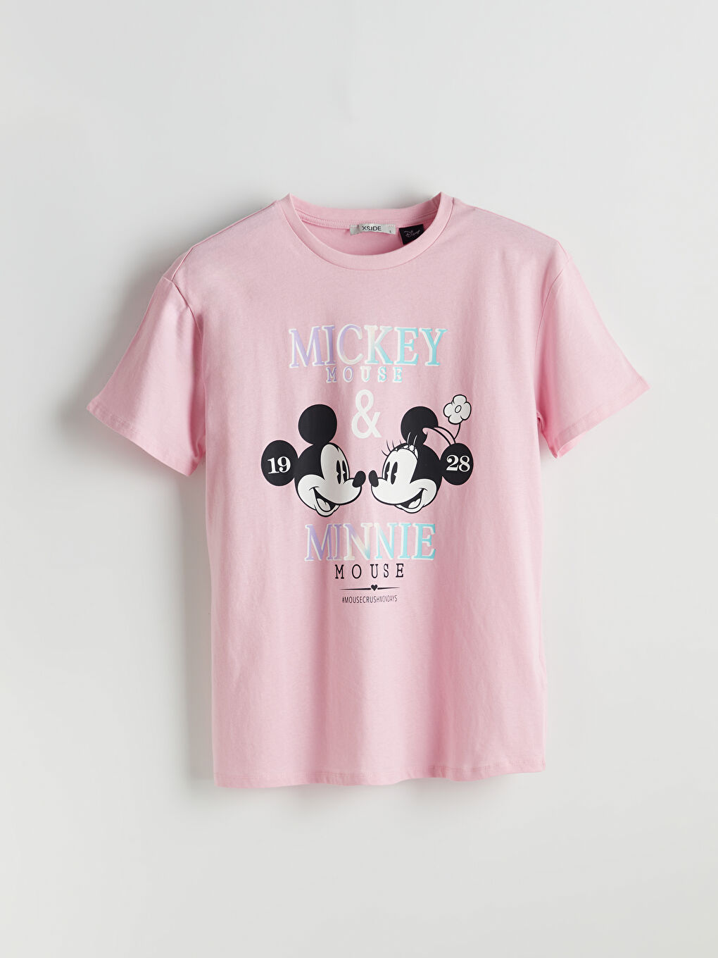 Crew Neck Mickey and Minnie Mouse Printed Women's T-Shirt -S54981Z8-VVC