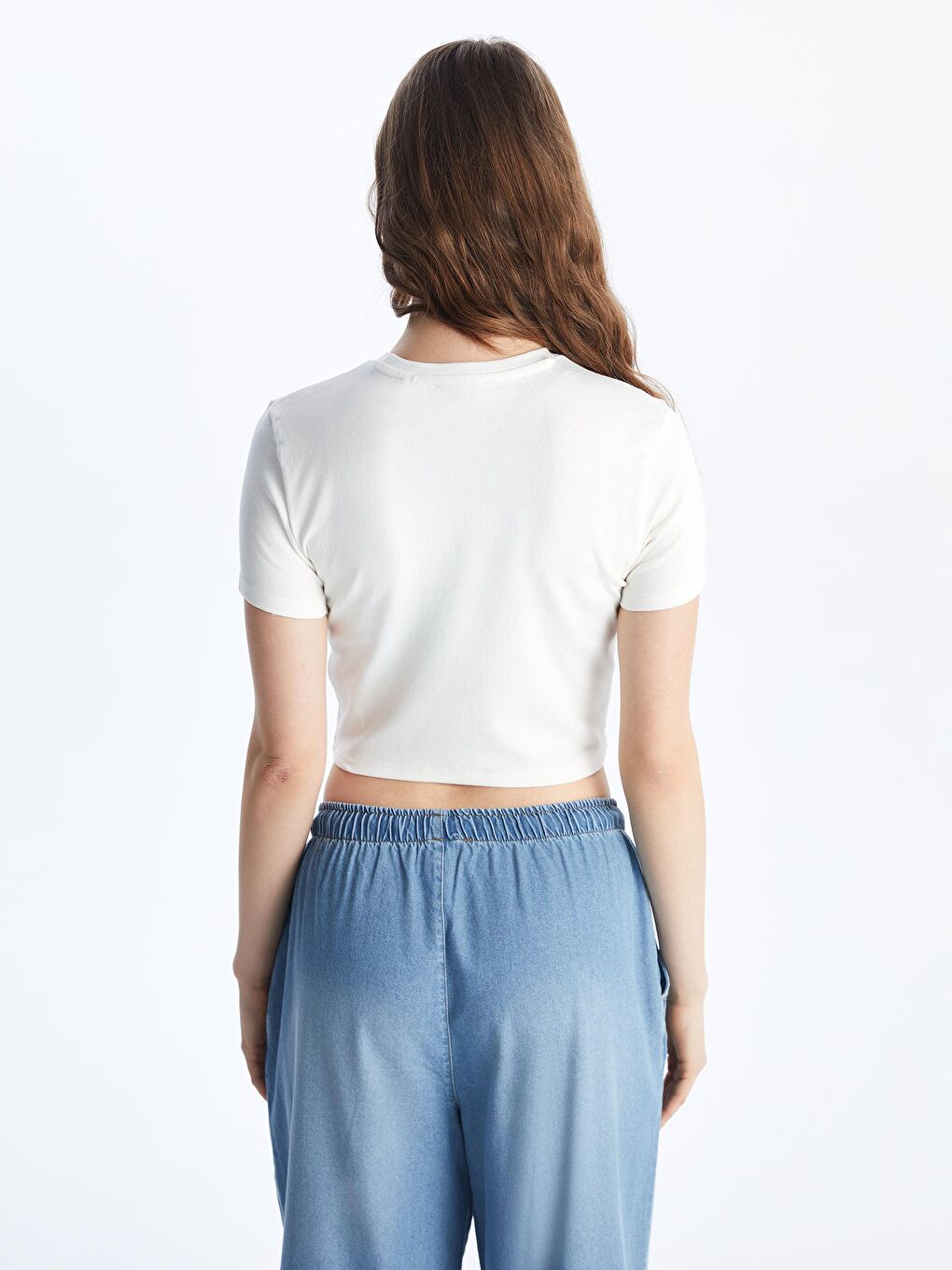 Crew Neck Powerpuff Girls Embroidered Women's Crop Top -S54986Z8-R9J