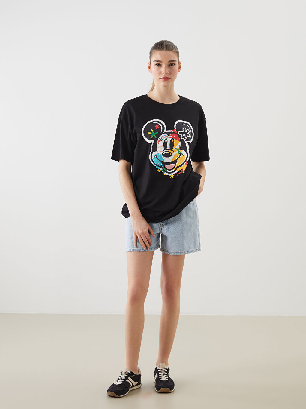 Ženska majica sa otiskom Mickey Mouse i okruglim izrezom -S54989Z8-CVL