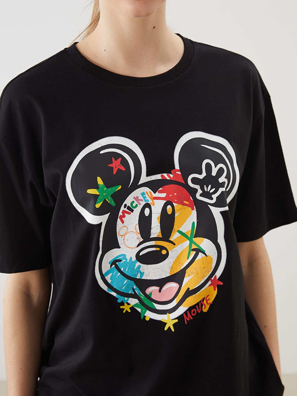 Ženska majica sa otiskom Mickey Mouse i okruglim izrezom -S54989Z8-CVL