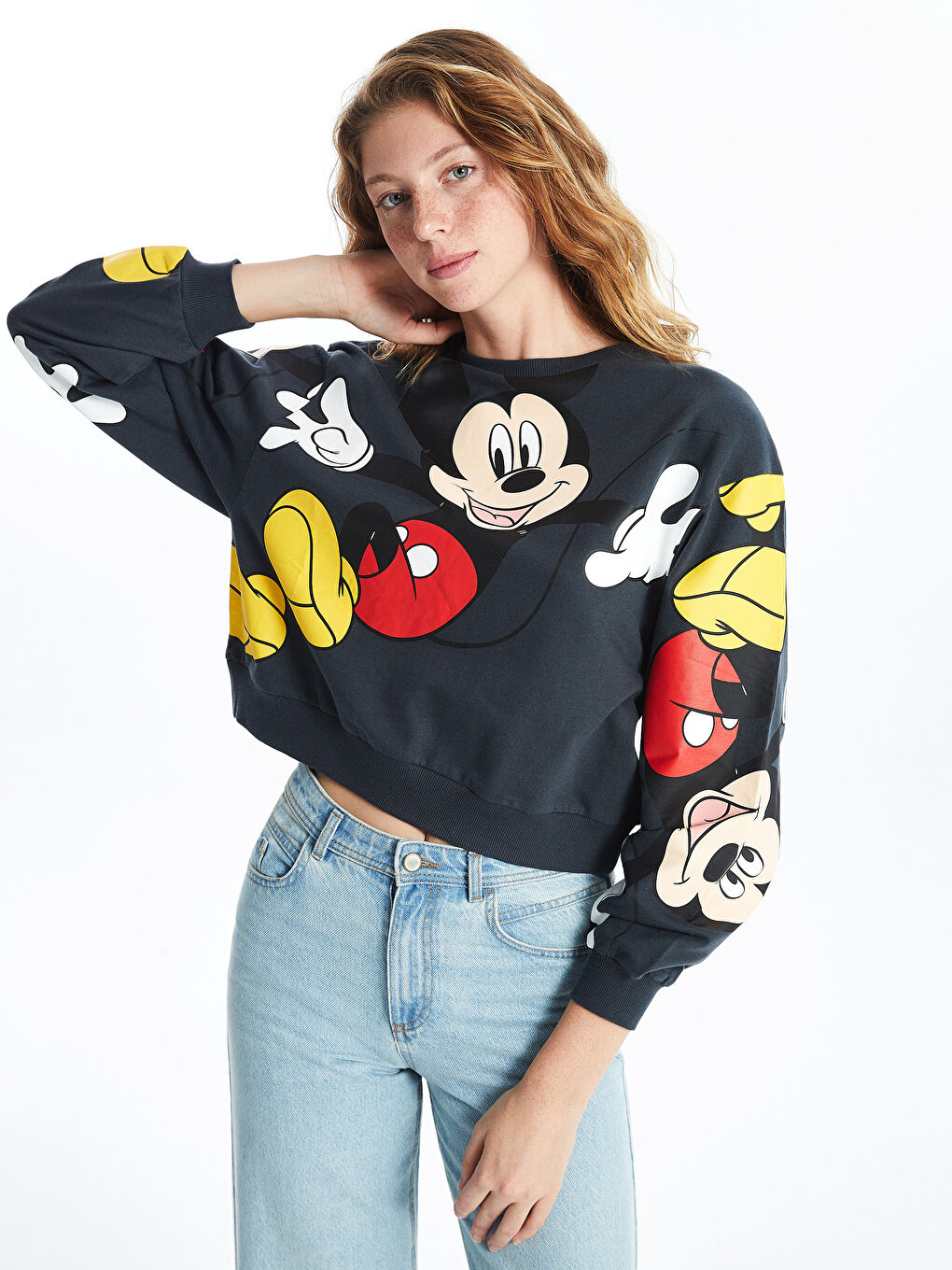 XSIDE Mickey-Mouse-Bedruckte Sweatshirt-Tunika für Damen -S54993Z8-RFL