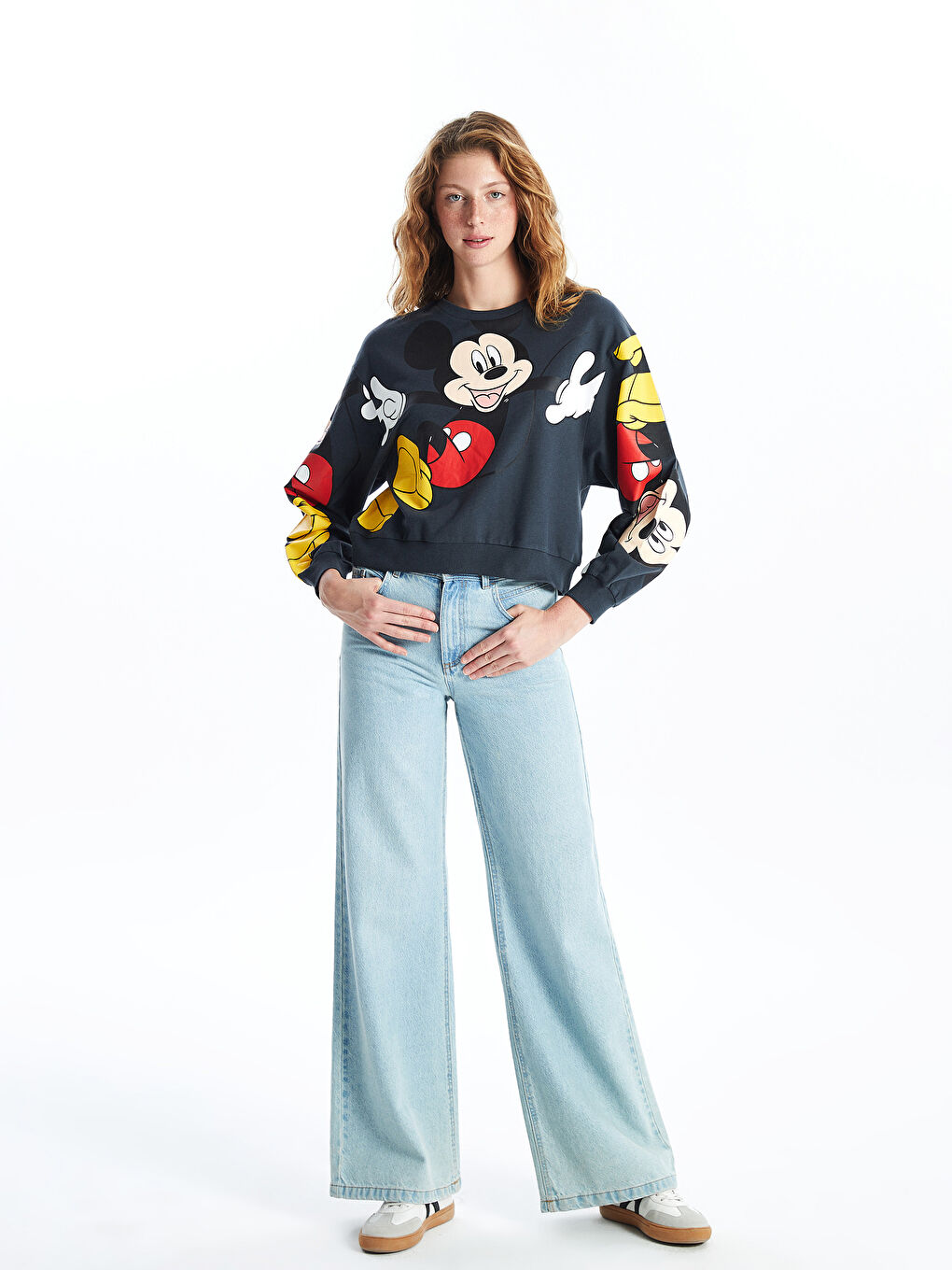 XSIDE Mickey-Mouse-Bedruckte Sweatshirt-Tunika für Damen -S54993Z8-RFL
