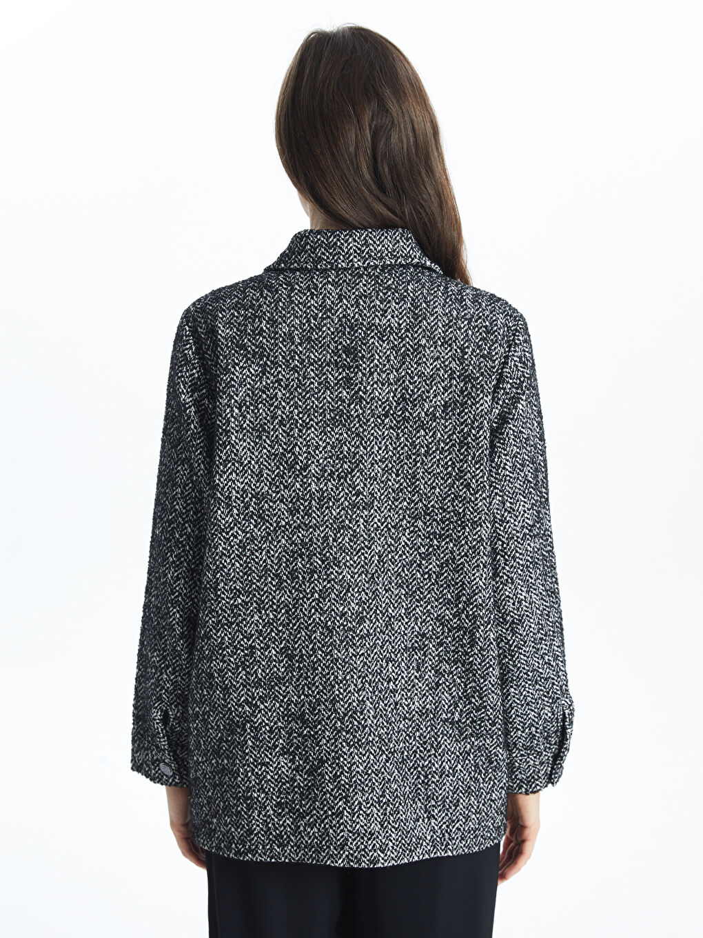 Shirt Collar Patterned Women's Jacket -S54996Z8-MHS
