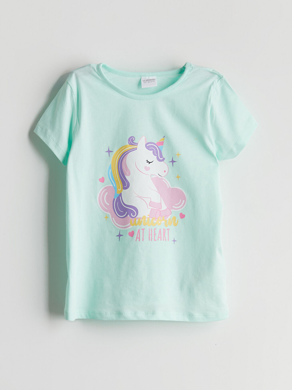 Turkuaz Bisiklet Yaka Baskılı Kız Çocuk Pijama Üstü