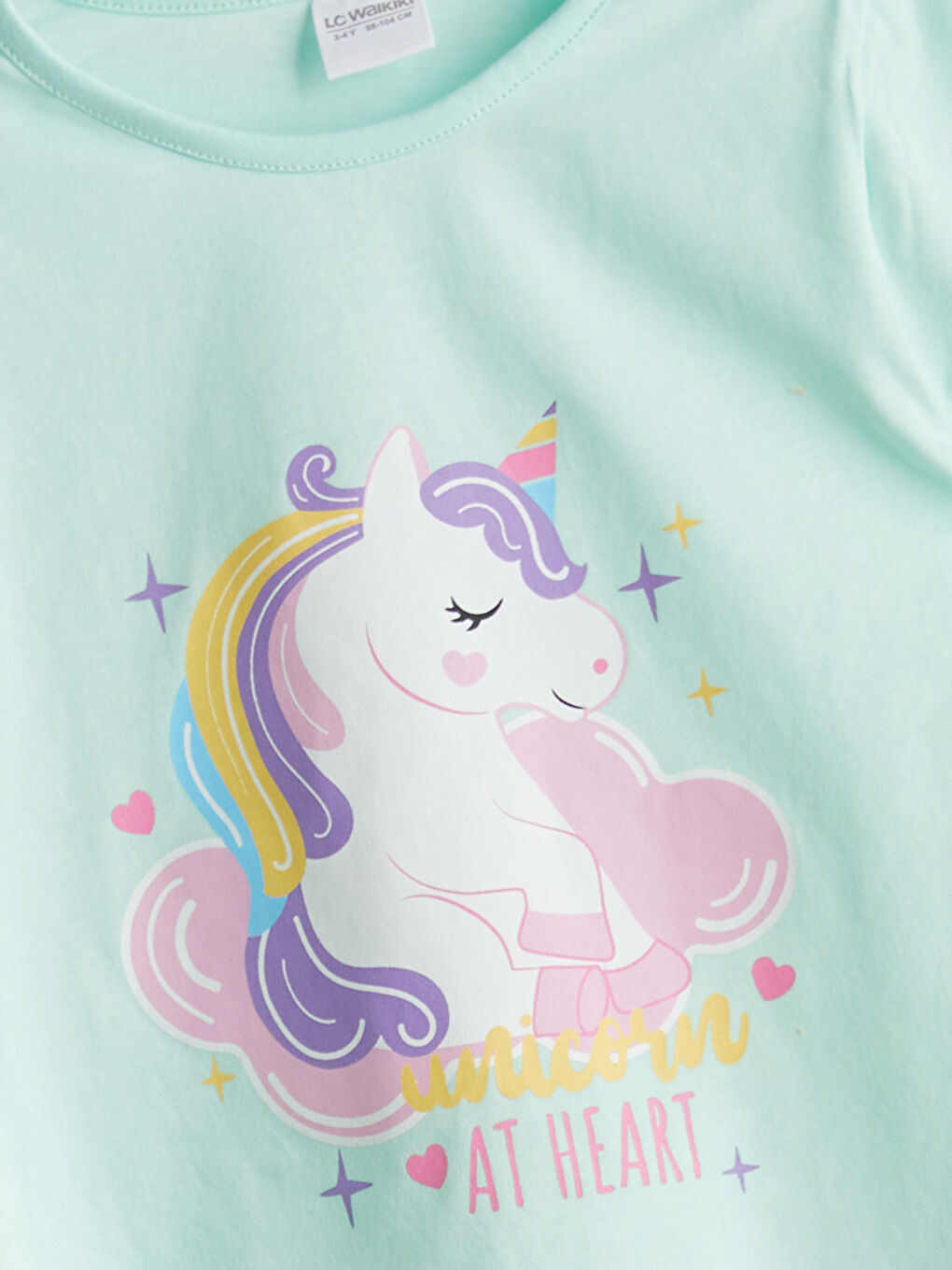 Turkuaz Bisiklet Yaka Baskılı Kız Çocuk Pijama Üstü-2