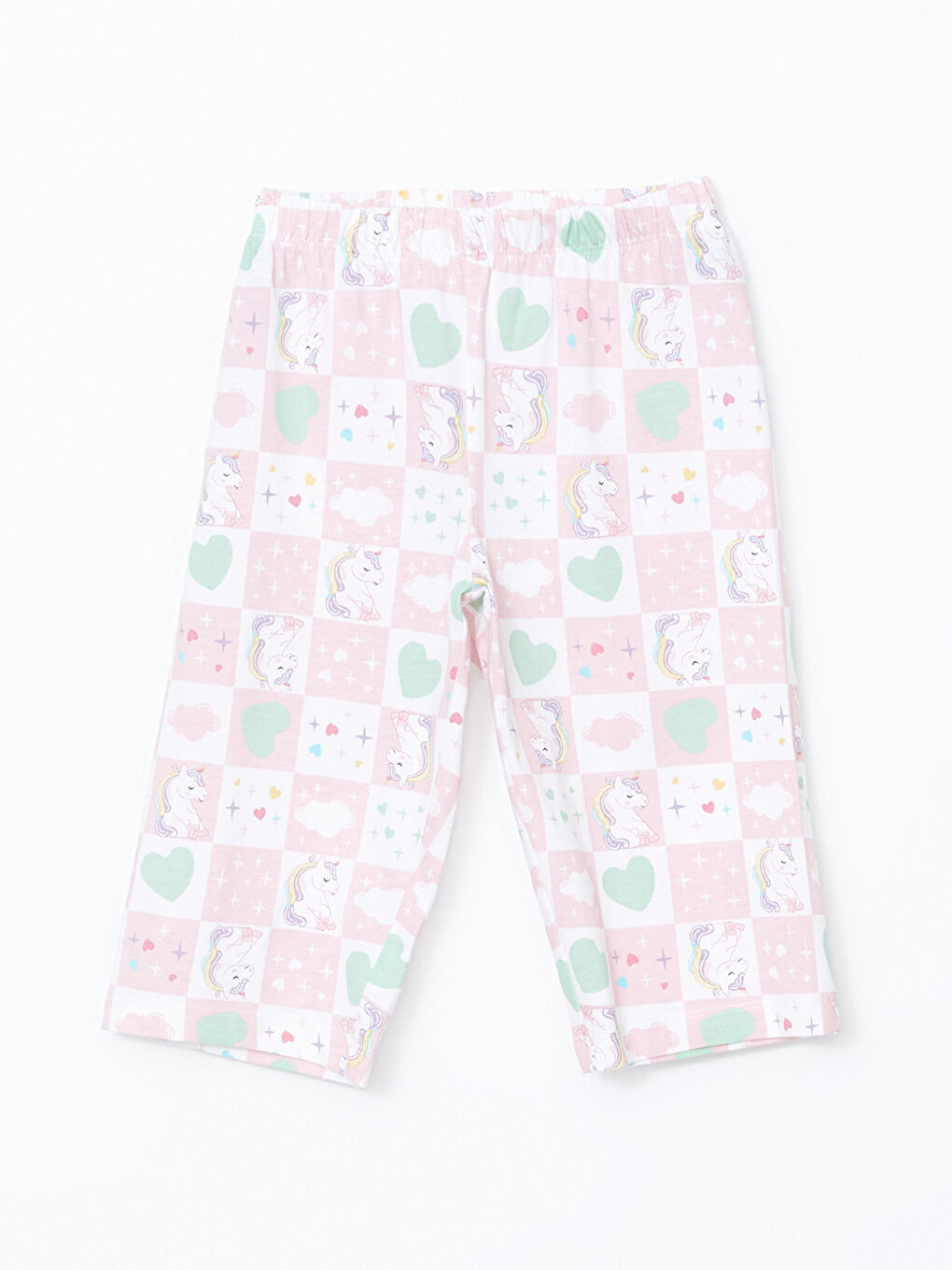 LCW Kids Turkuaz Bisiklet Yaka Baskılı Kız Çocuk Pijama Takımı - 4