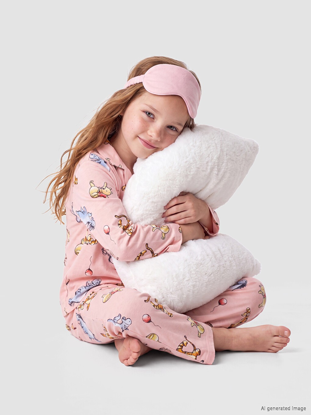Winnie The Pooh Baskılı Kız Çocuk Pijama Takım