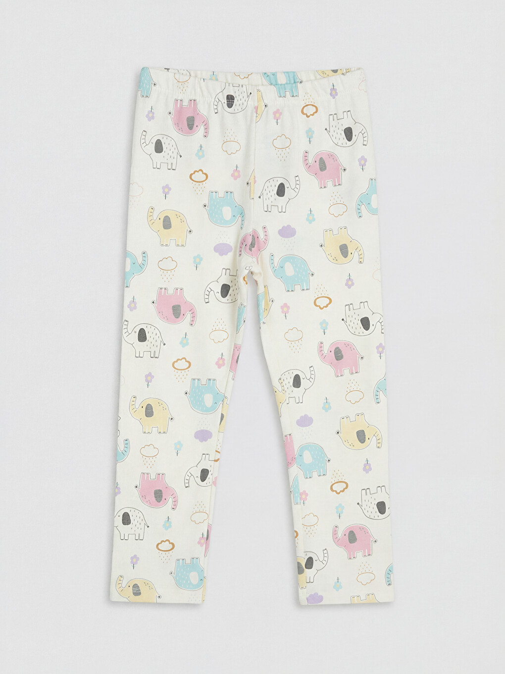 Ekru Desenli Kız Çocuk Pijama Alt-1