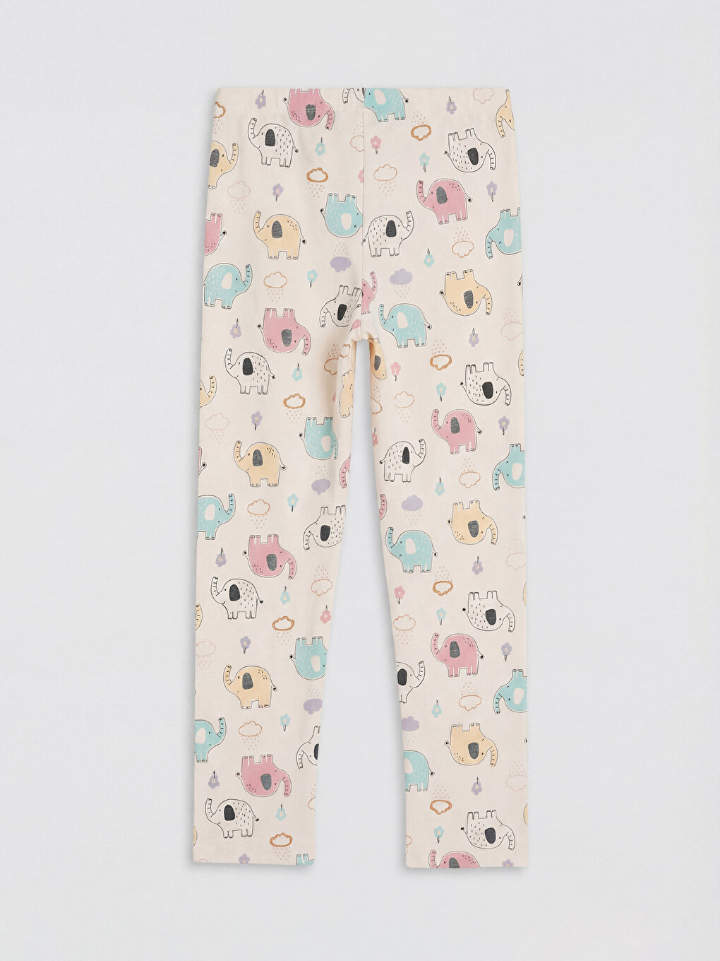 Ekru Desenli Kız Çocuk Pijama Alt-2
