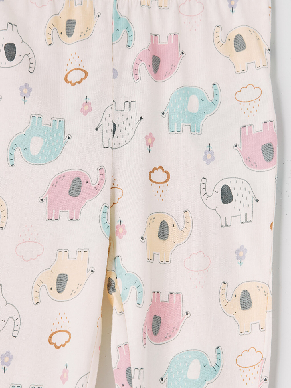 Ekru Desenli Kız Çocuk Pijama Alt-4