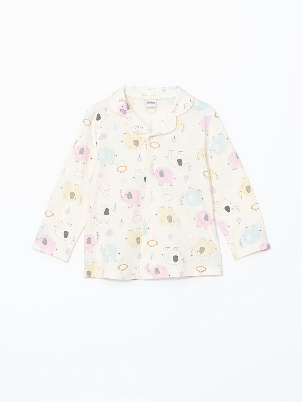 Ekru Uzun Kollu Kız Çocuk Pijama Üstü