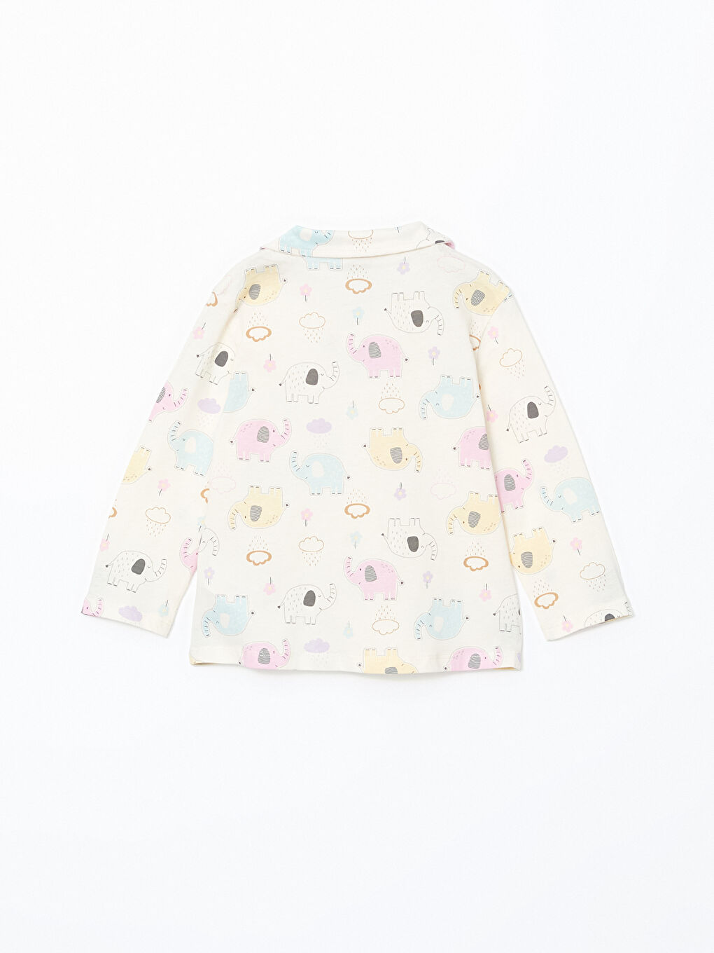 Ekru Uzun Kollu Kız Çocuk Pijama Üstü-1