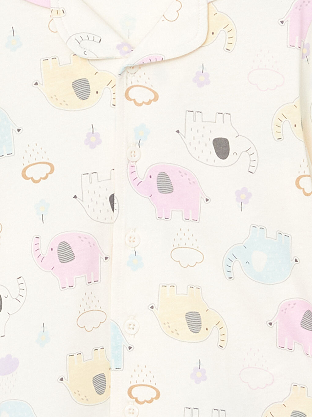 Ekru Uzun Kollu Kız Çocuk Pijama Üstü-2