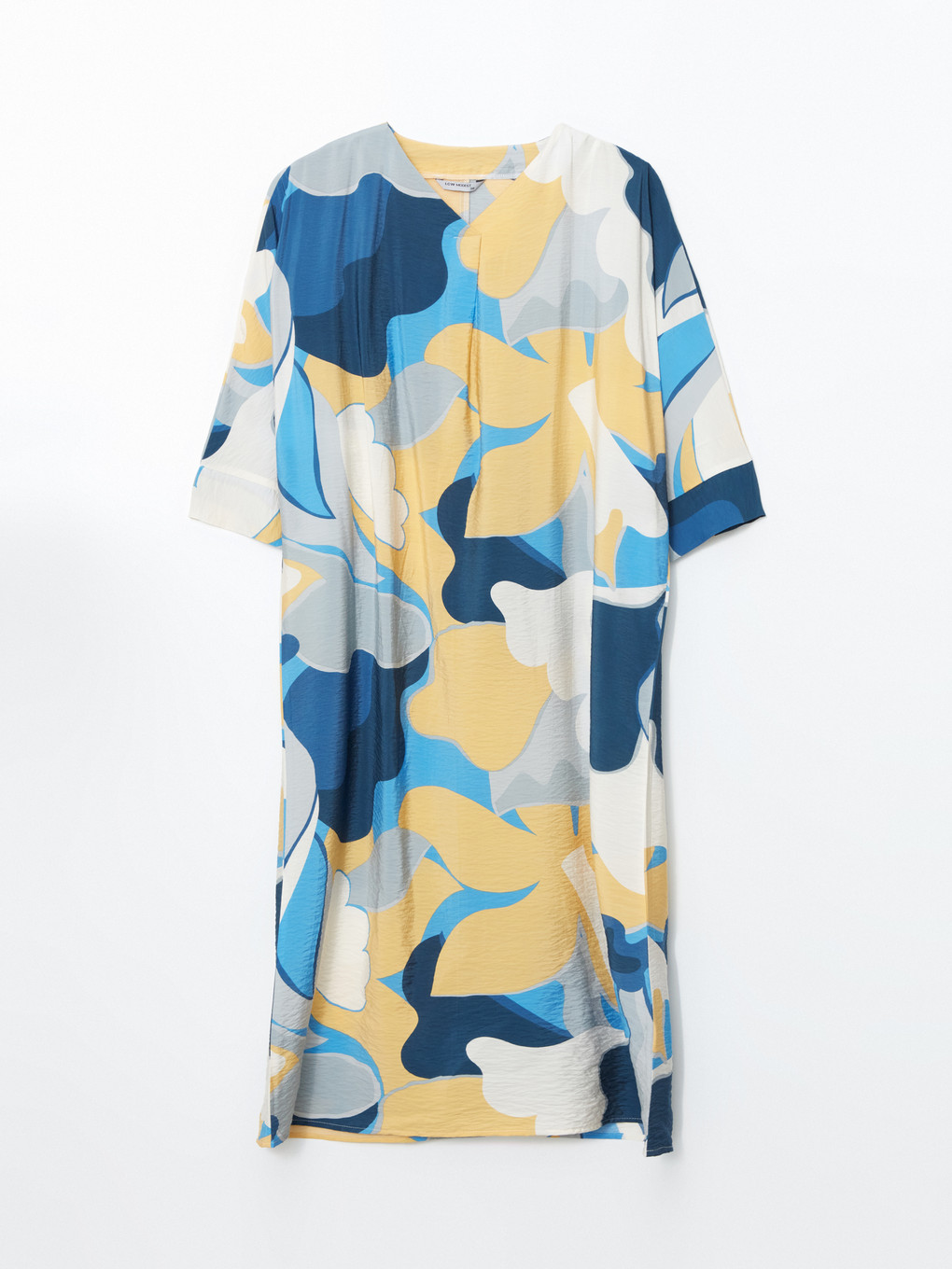 V Neck Patterned Oversize Women's Dress-4