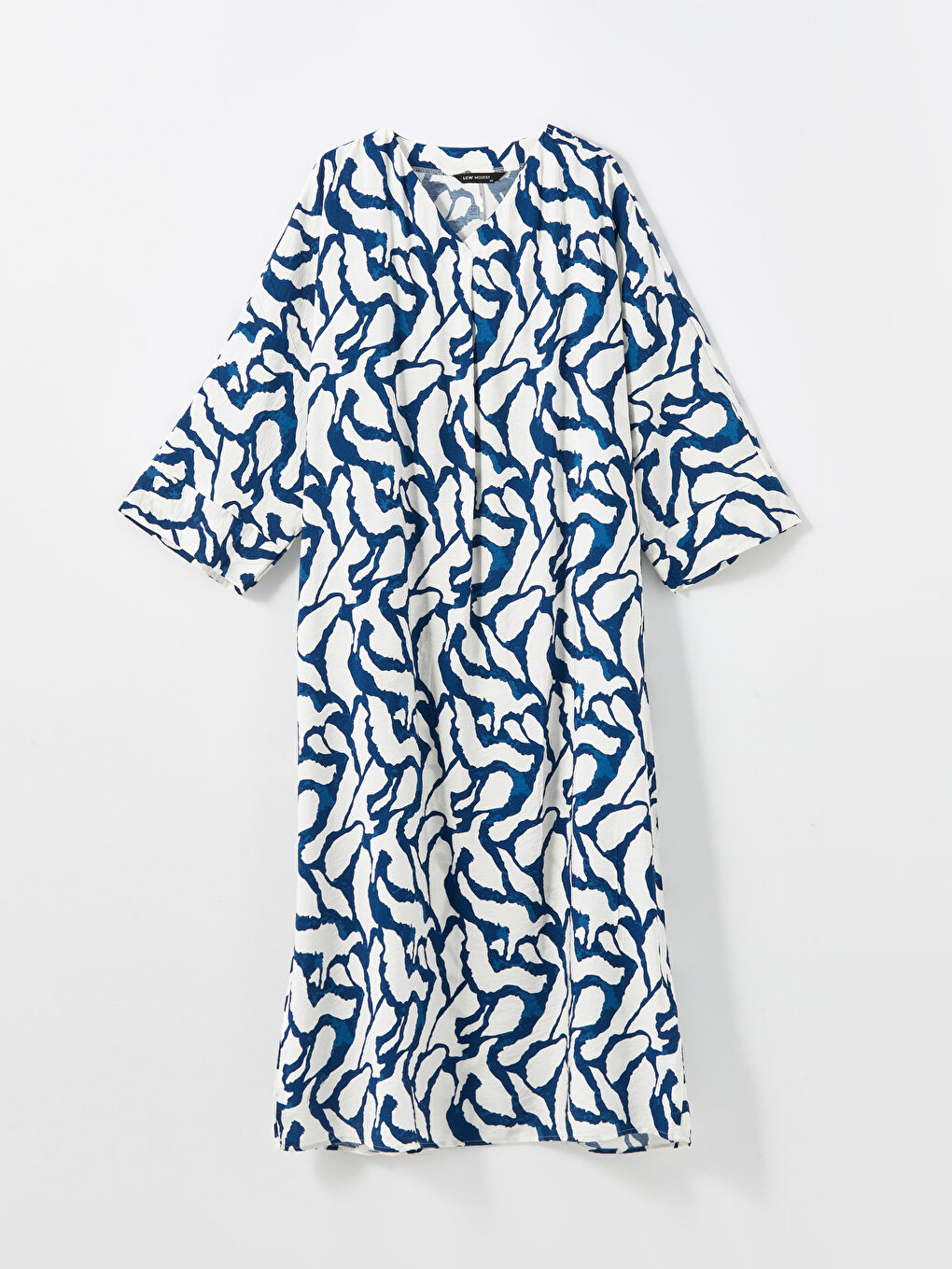 LCW Modest V Yaka Desenli Oversize Kadın Elbise -S55040Z8-LSJ