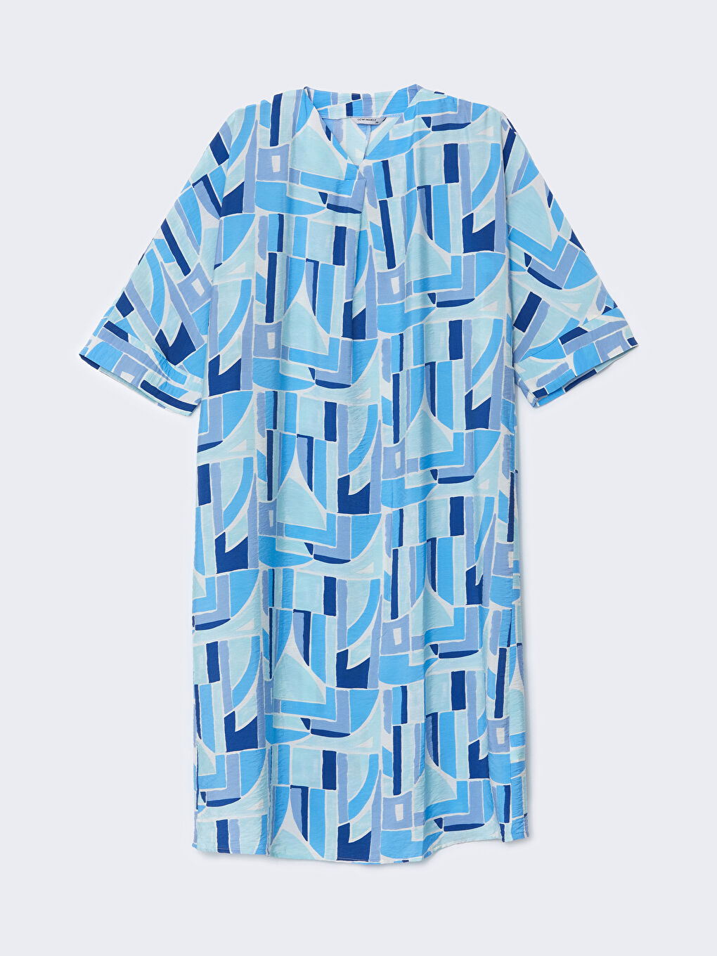 LCW Modest V Yaka Desenli Oversize Kadın Elbise -S55040Z8-LTY