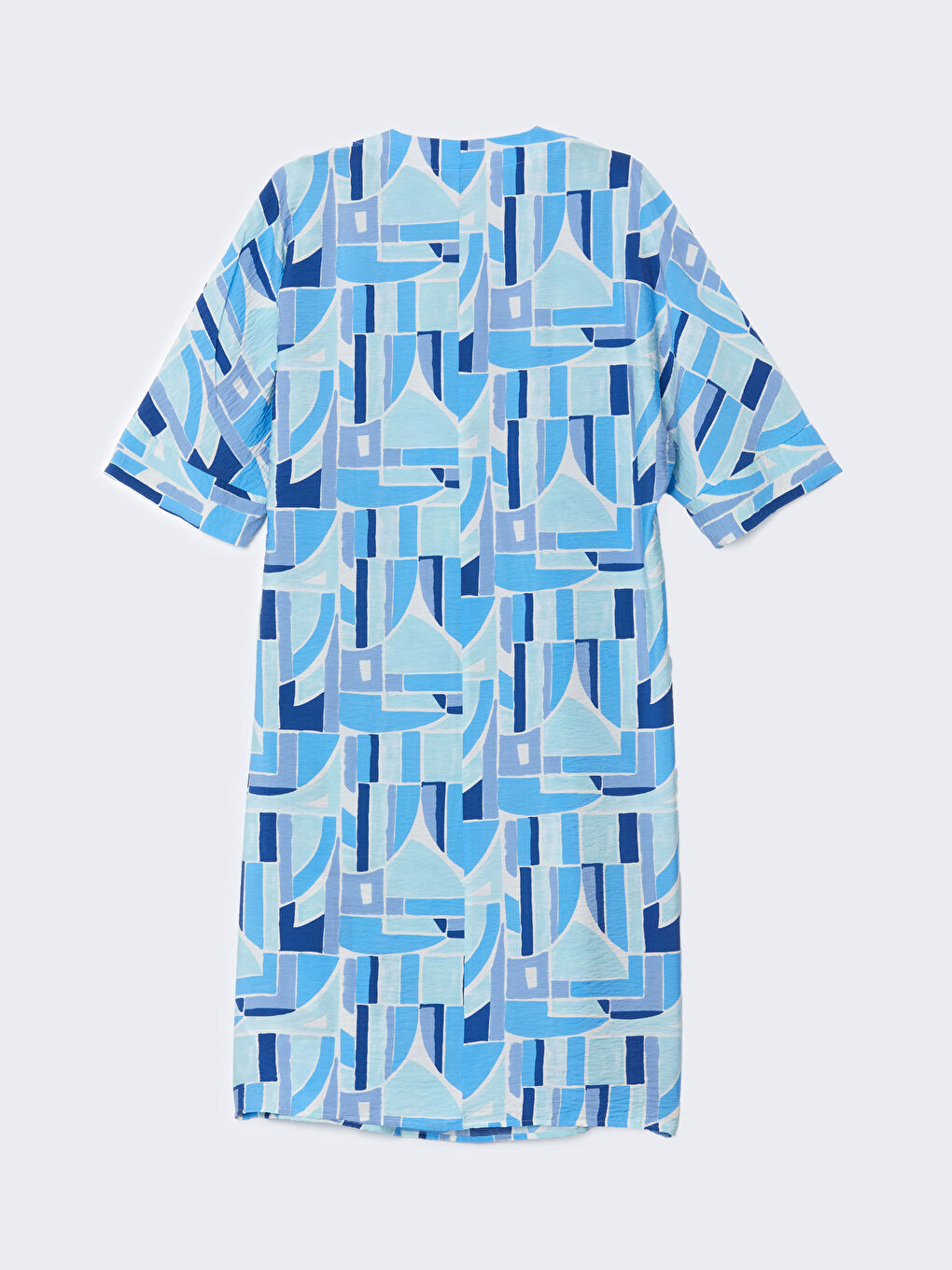 LCW Modest V Yaka Desenli Oversize Kadın Elbise -S55040Z8-LTY