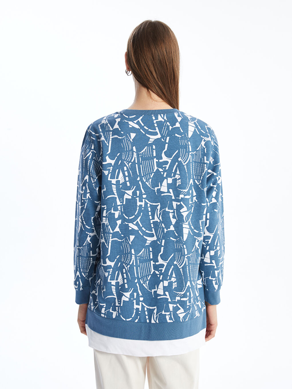 Tunique en Sweatshirt à Motifs pour Femmes à Col Rond-3