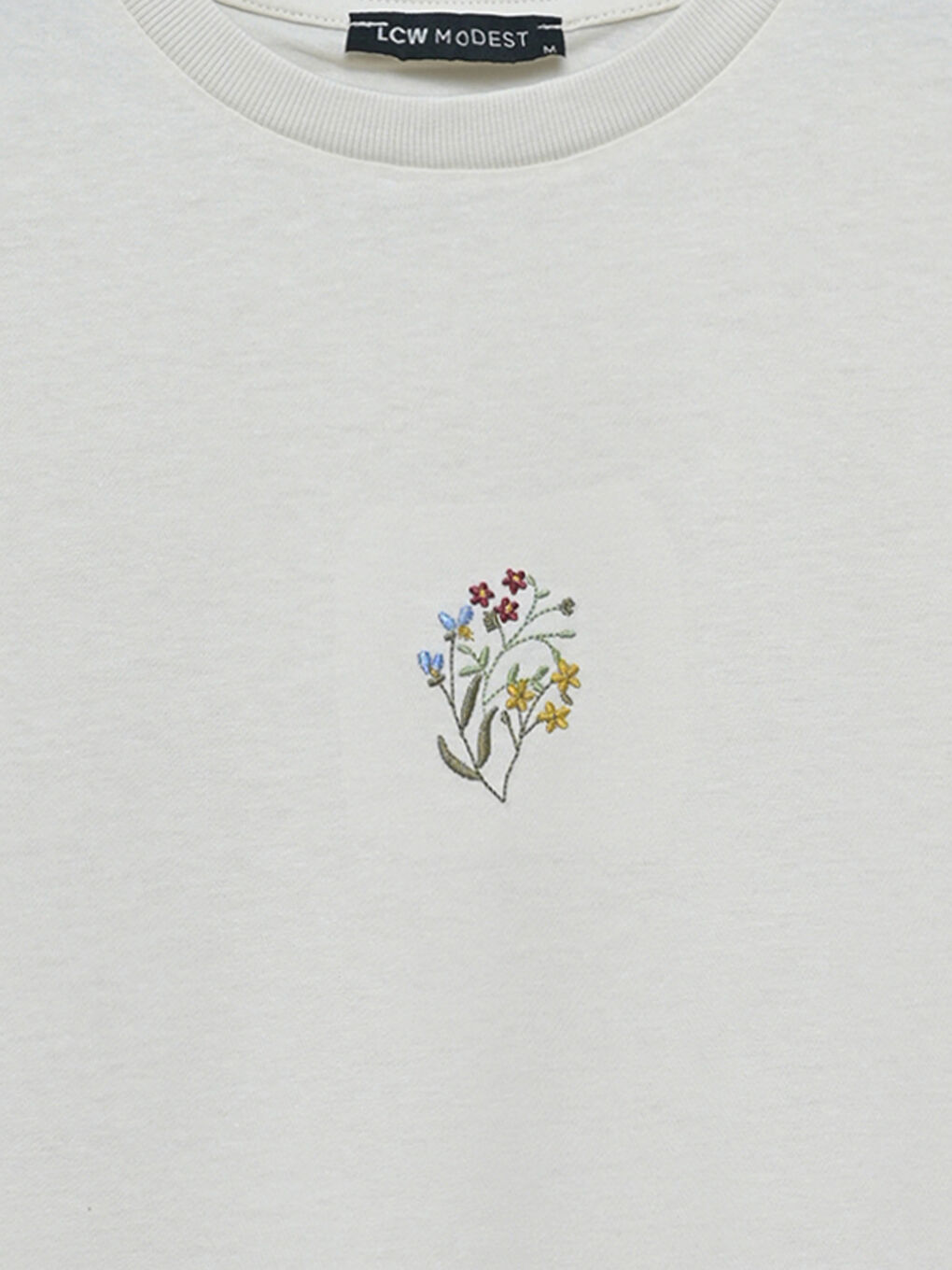 LCW Modest Rundhalsausschnitt Bedrucktes T-Shirt für Damen -S55055Z8-QVK