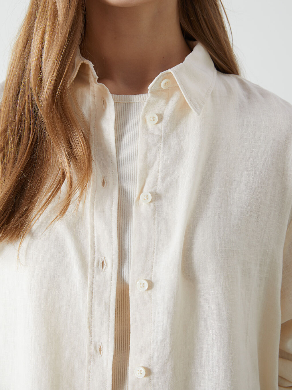 Oversize Linen Blend Women's Shirt -S55105Z8-VHM