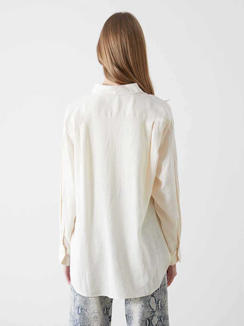 Oversize Linen Blend Women's Shirt -S55105Z8-VHM