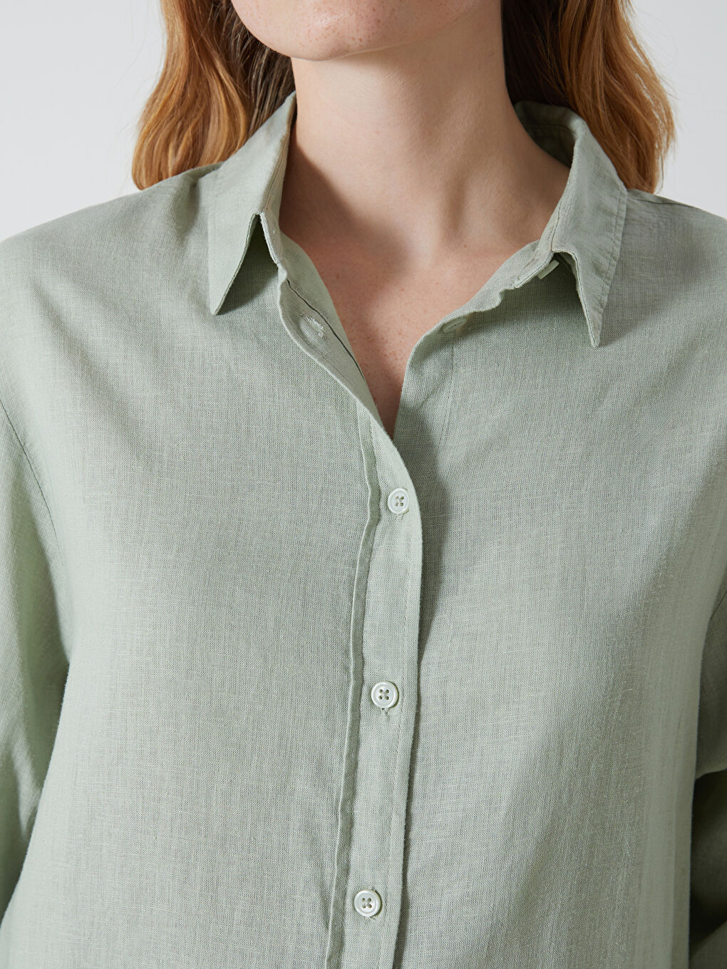Oversize Linen Blend Women's Shirt -S55105Z8-YQV