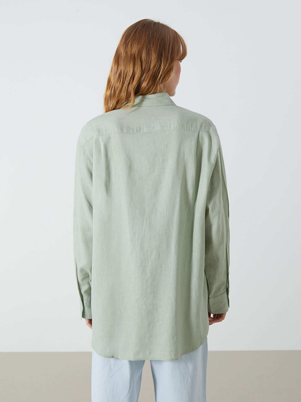 Oversize Linen Blend Women's Shirt -S55105Z8-YQV
