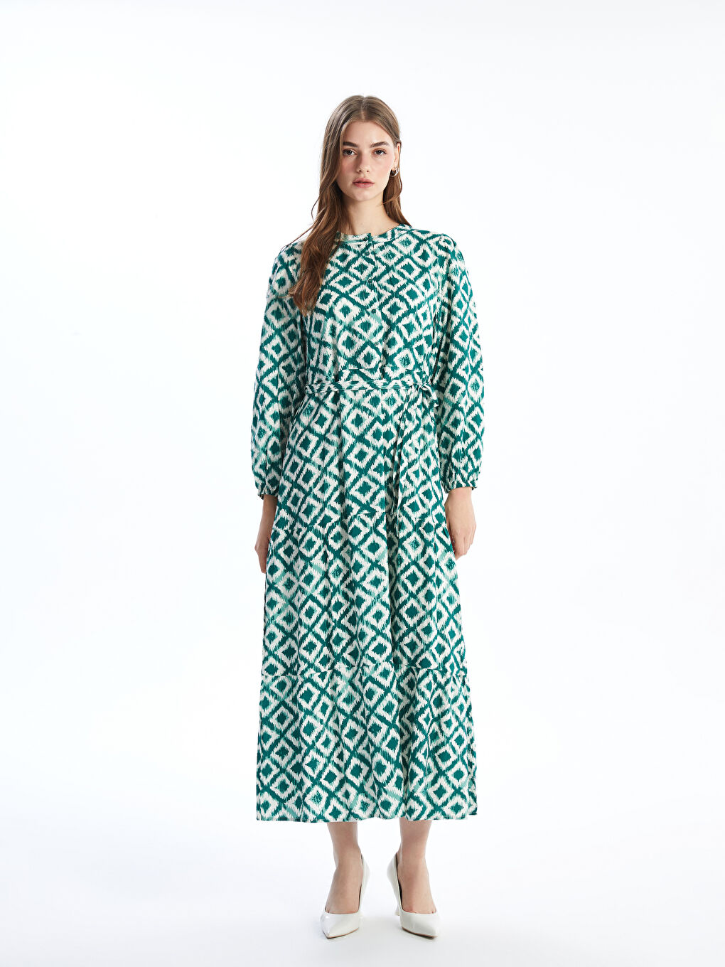 LCW Modest Hakim Yaka Desenli Kadın Elbise -S55117Z8-LRR