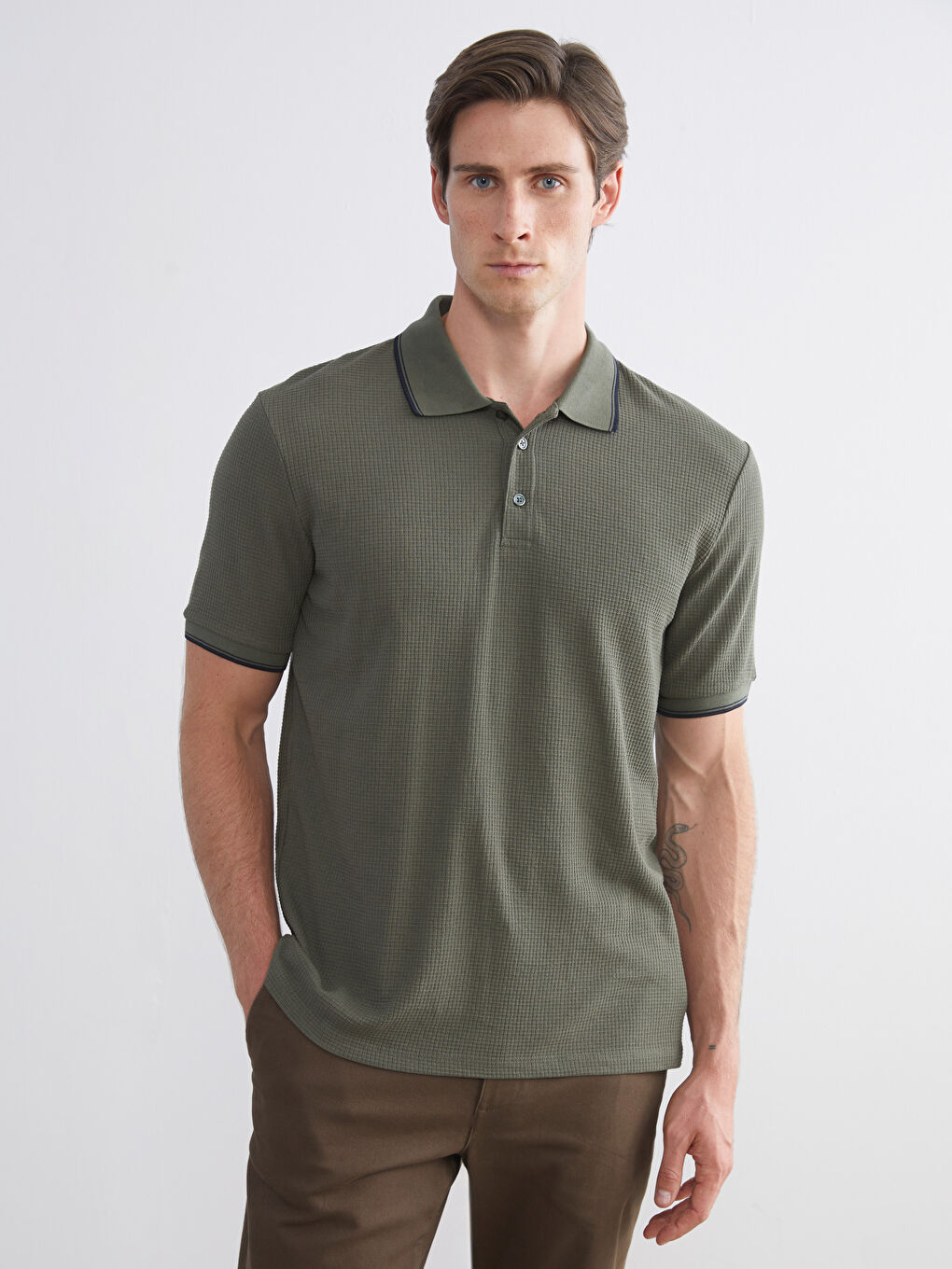 Polo Neck Short Sleeve Men's T-Shirt-1