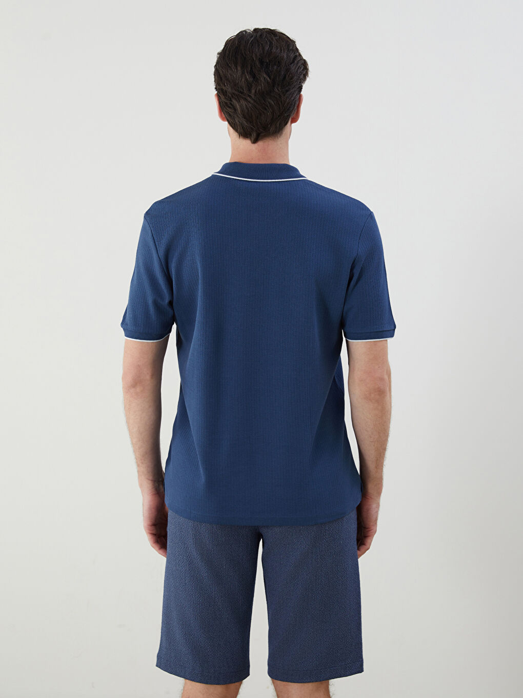İndigo Polo Yaka Kısa Kollu Erkek Tişört-3