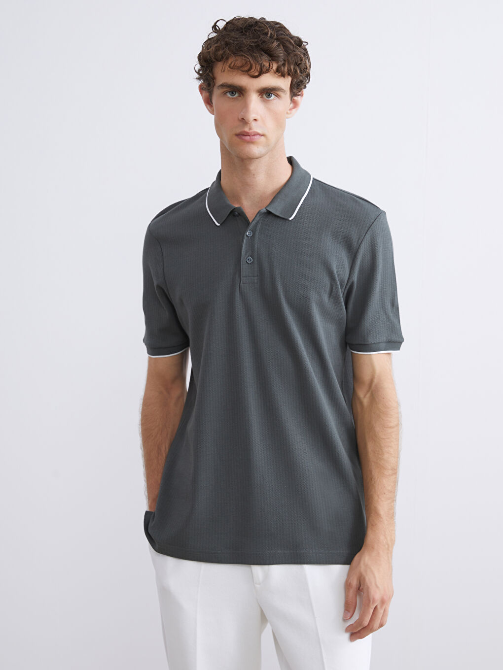 Petrol Polo Yaka Kısa Kollu Erkek Tişört