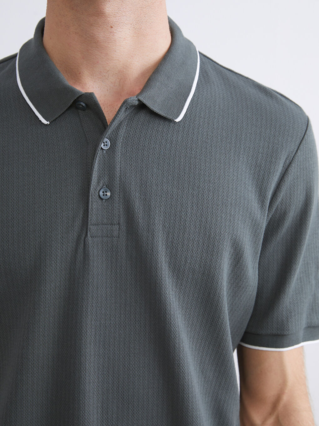 Petrol Polo Yaka Kısa Kollu Erkek Tişört-2