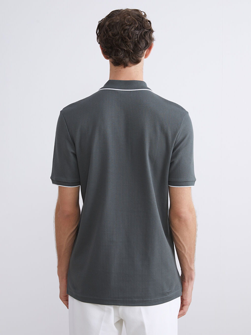 Petrol Polo Yaka Kısa Kollu Erkek Tişört-3