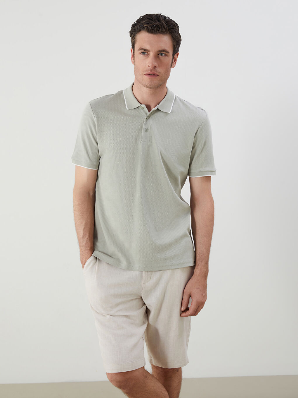 Polo Neck Short Sleeve Men's T-Shirt -S55147Z8-YCU