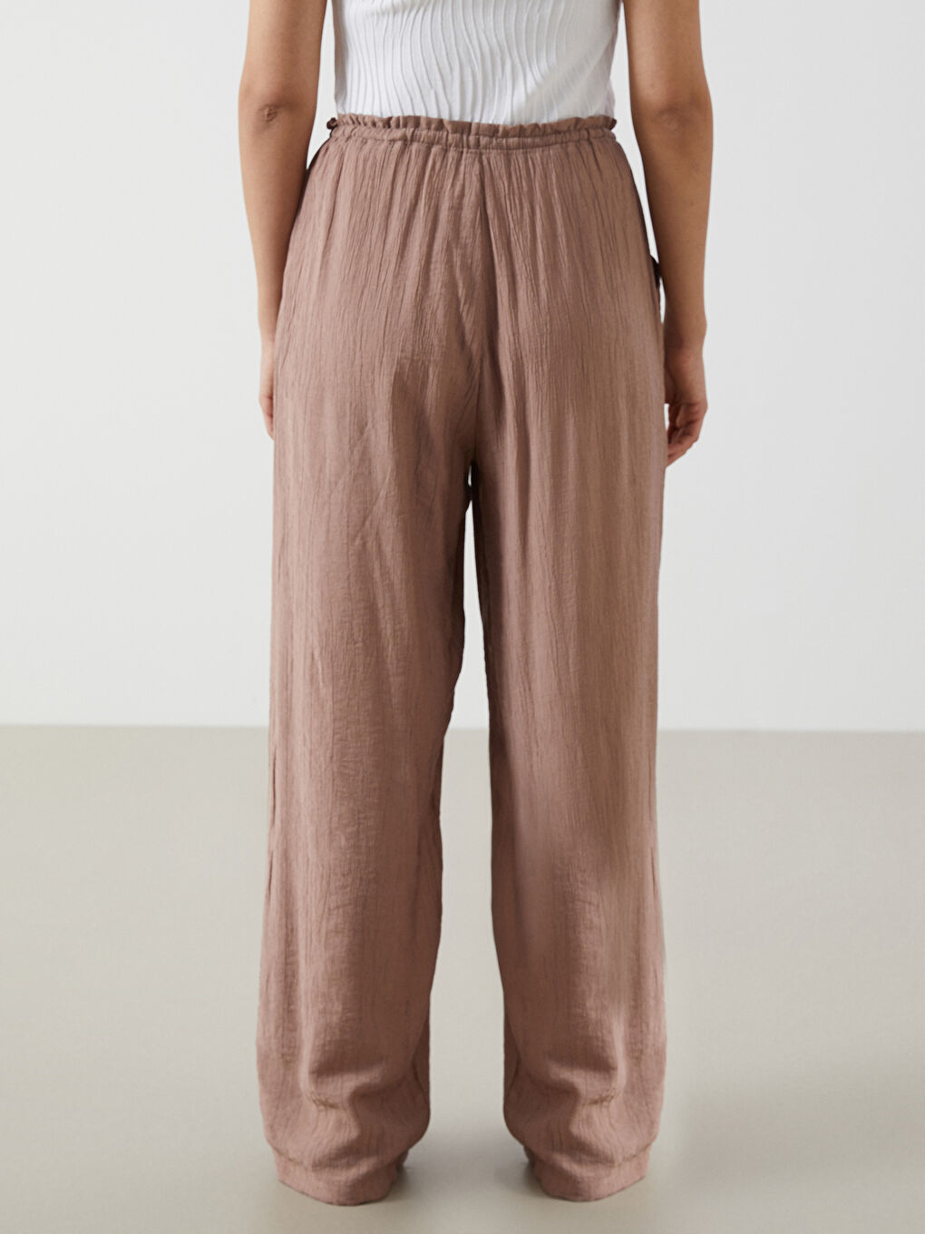 LCW Comfort Elasticated Waist Textured Women's Trousers -S55153Z8-QZV