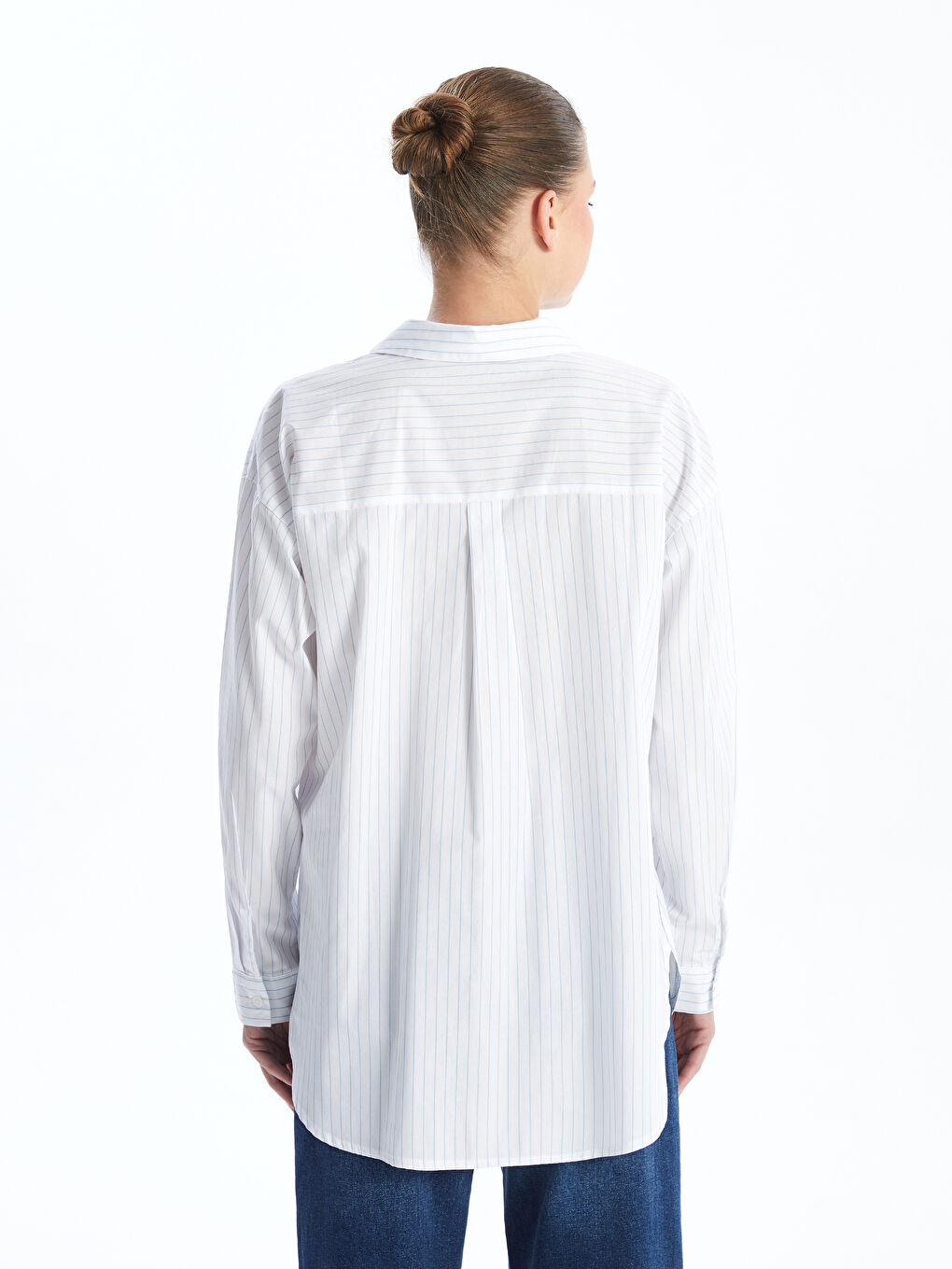 Loose Fit Poplin Women's Shirt -S55155Z8-LEN